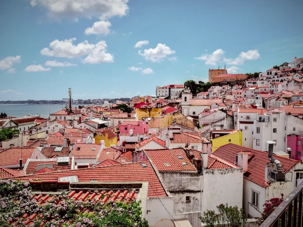 Lisbon rooftops above the river Tagus